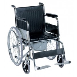 Commode Wheelchair With Fixed Armrests 